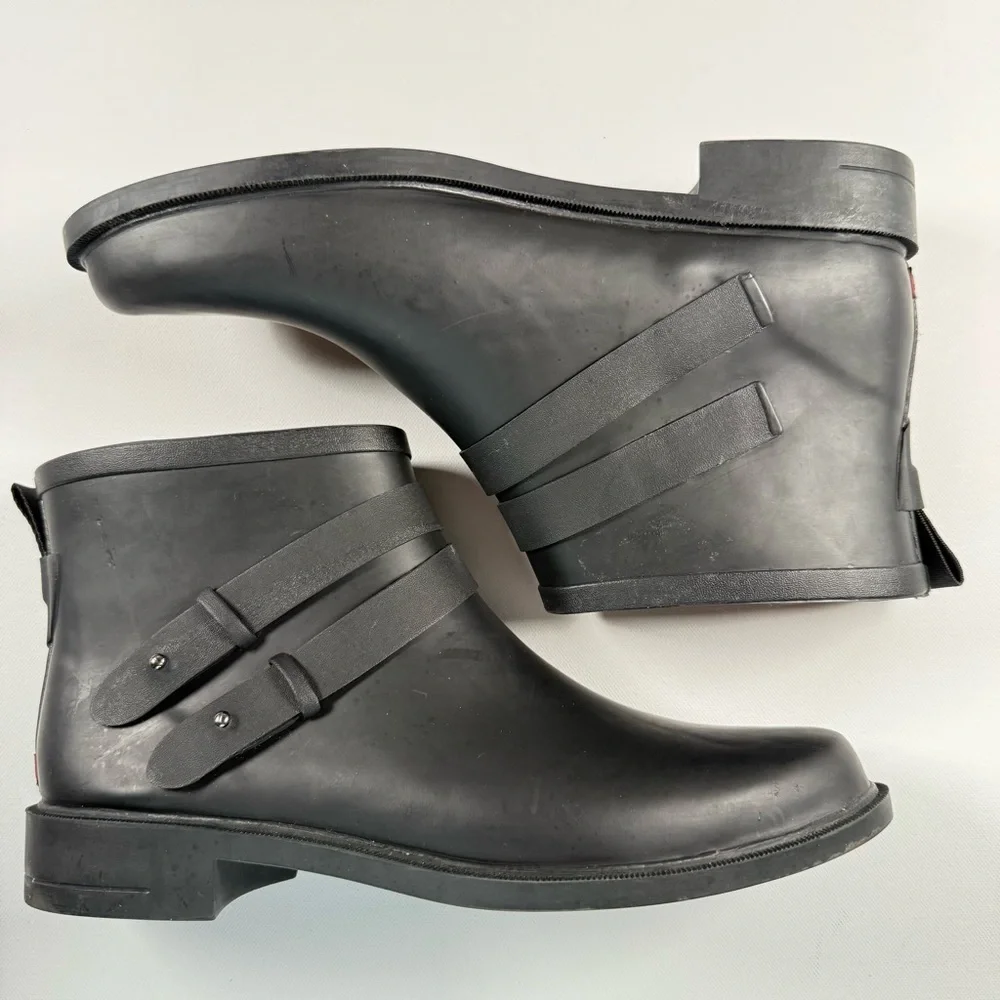 Chooka Midtown Black Strappy Ankle Waterproof Rain Boots Women's‎ Size 11